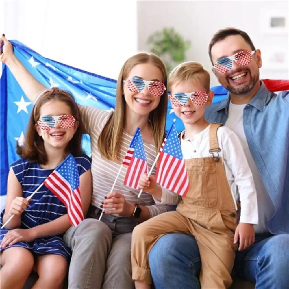 Memorial Day 4th of July Shutter  Glasses 12 Pack, Red White & Blue American